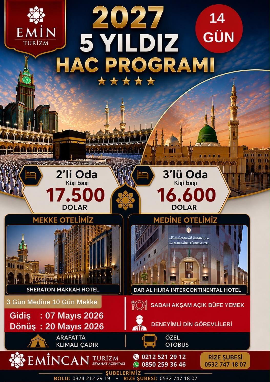 2027 Yakın mesafe Otel tipi Hac