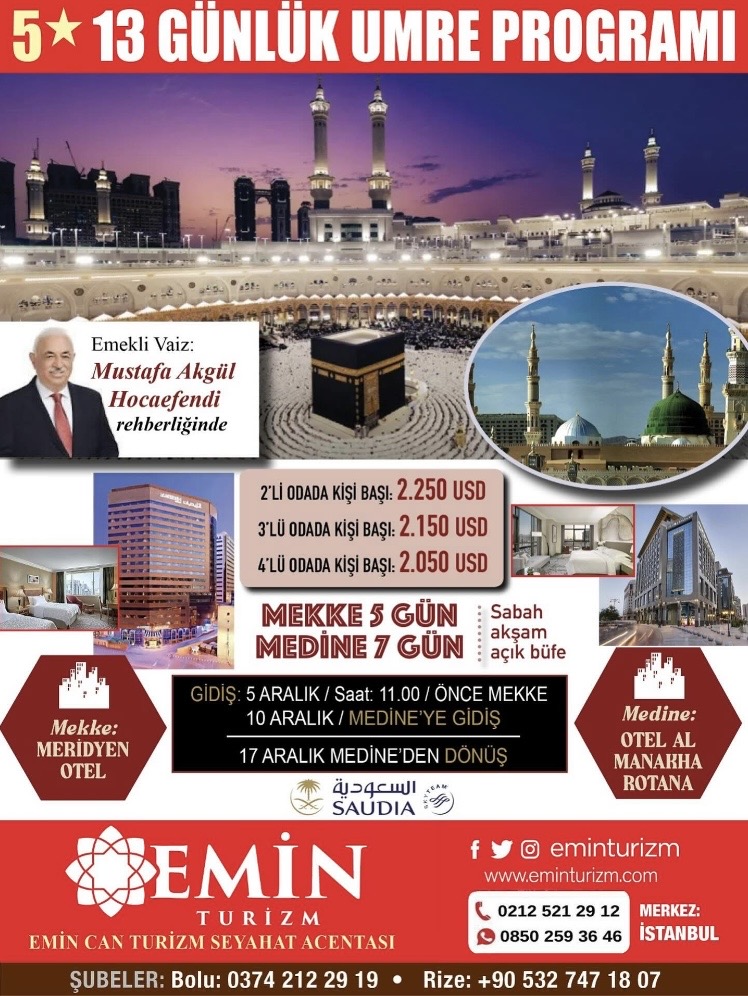 5 * 13 GÜNLÜK UMRE PROĞRAMI