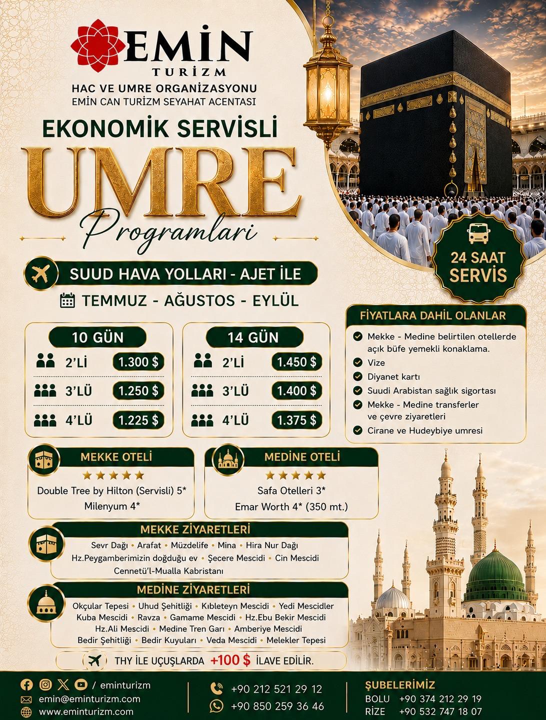 Ekonomik Servisli Umre Proğramı 