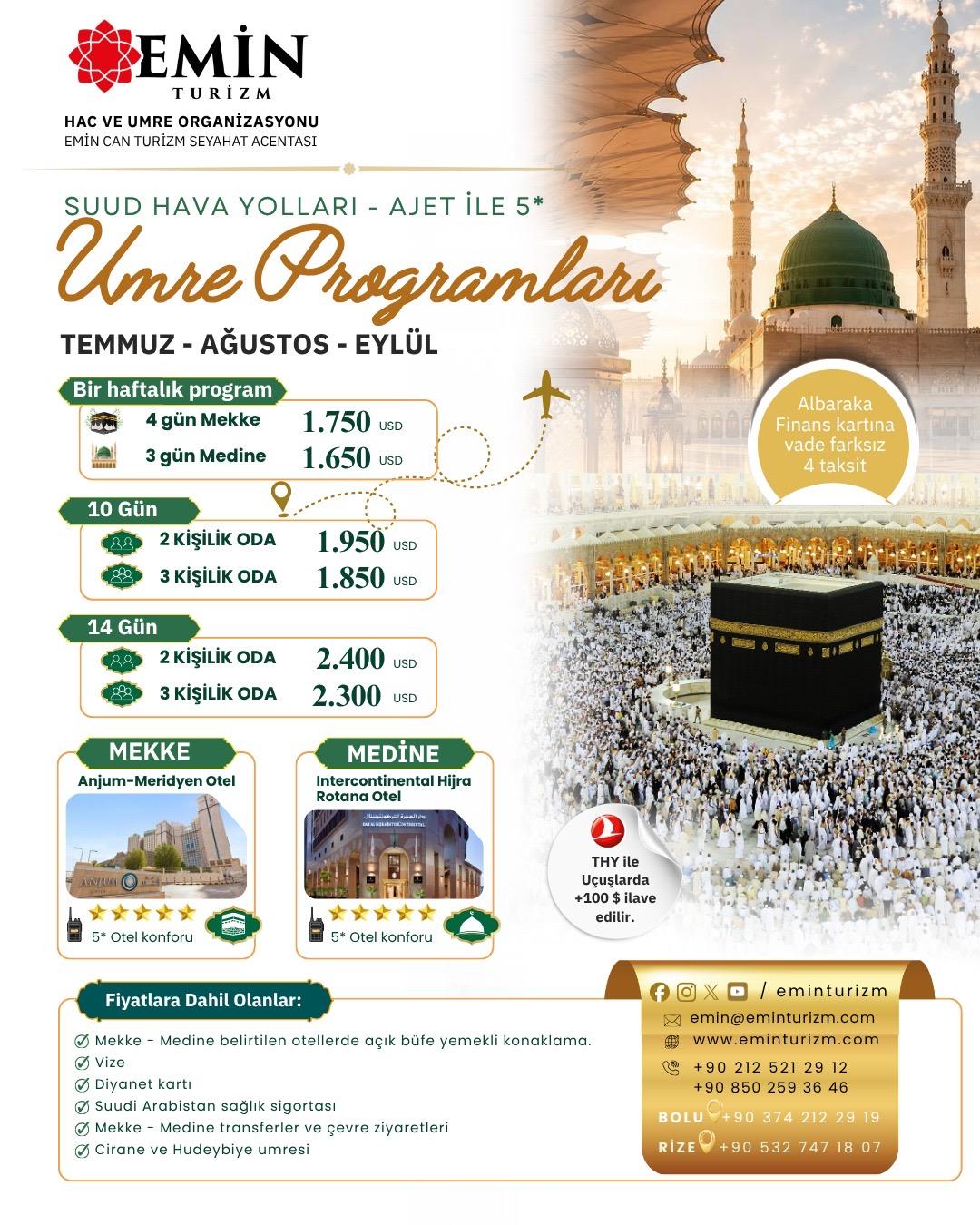 5 * Otellerde  7-10-13  GÜNLÜK UMRE PROĞRAMI