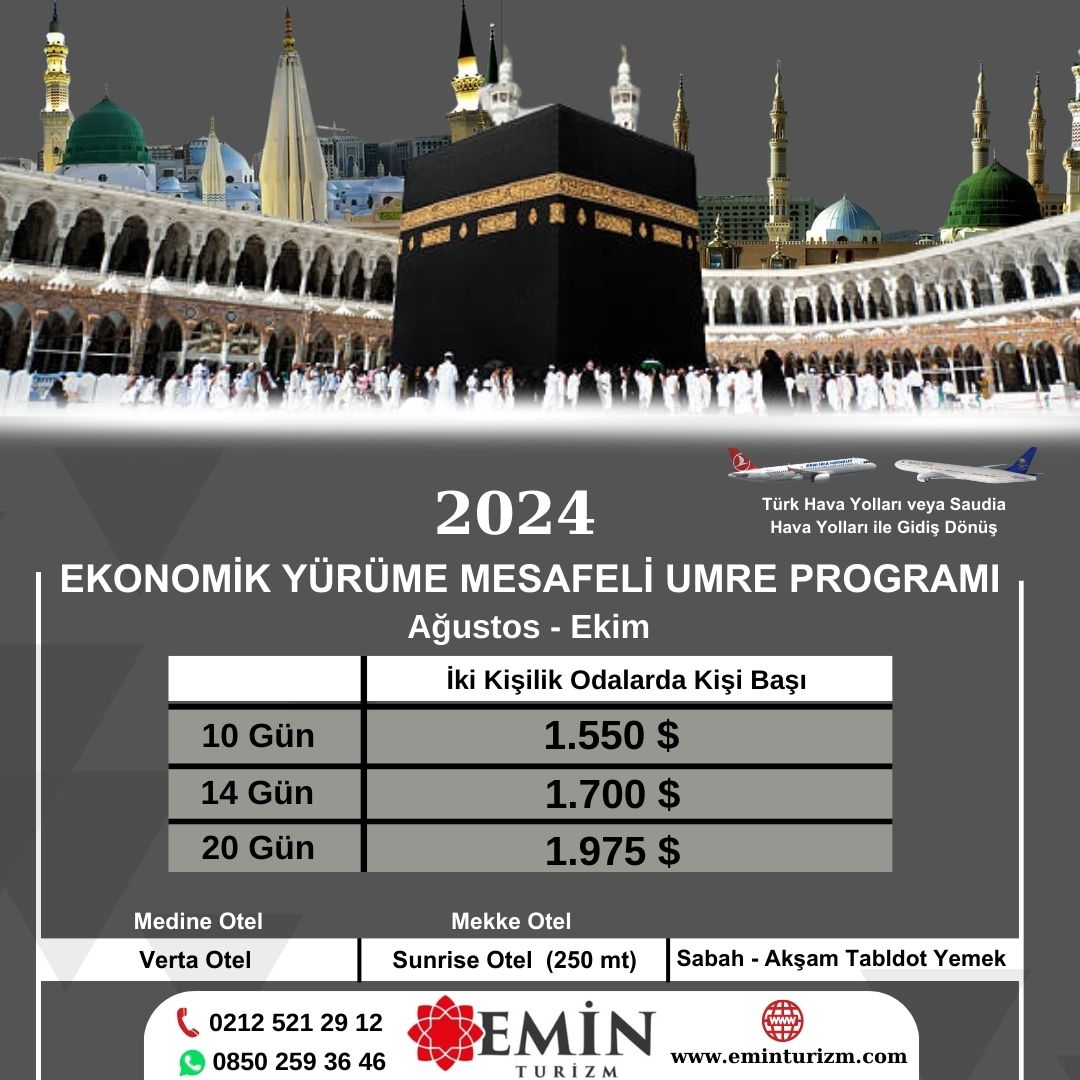  EKONOMİK YÜRÜME MESAFELİ UMRE PROĞRAMI 